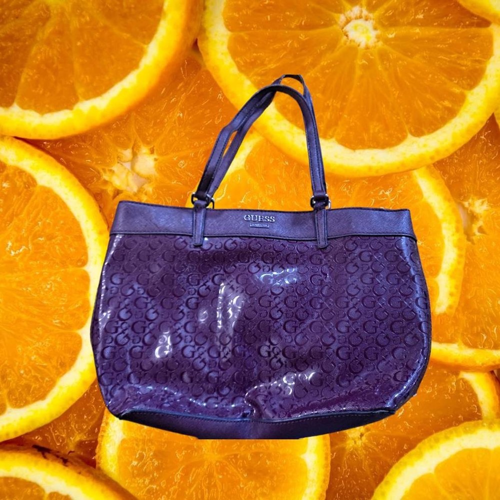Guess Maroon monogram Tote Purse Shoulder Bag - Picture 1 of 5